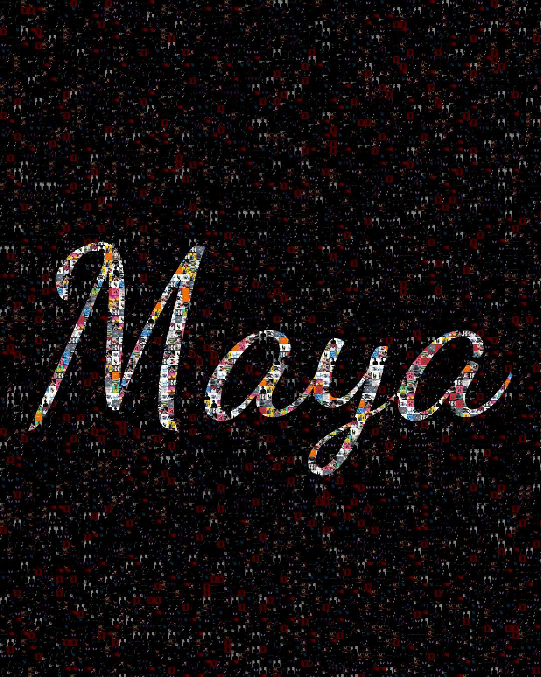 The name &ldquo;Maya&rdquo; spelled out in album cover art